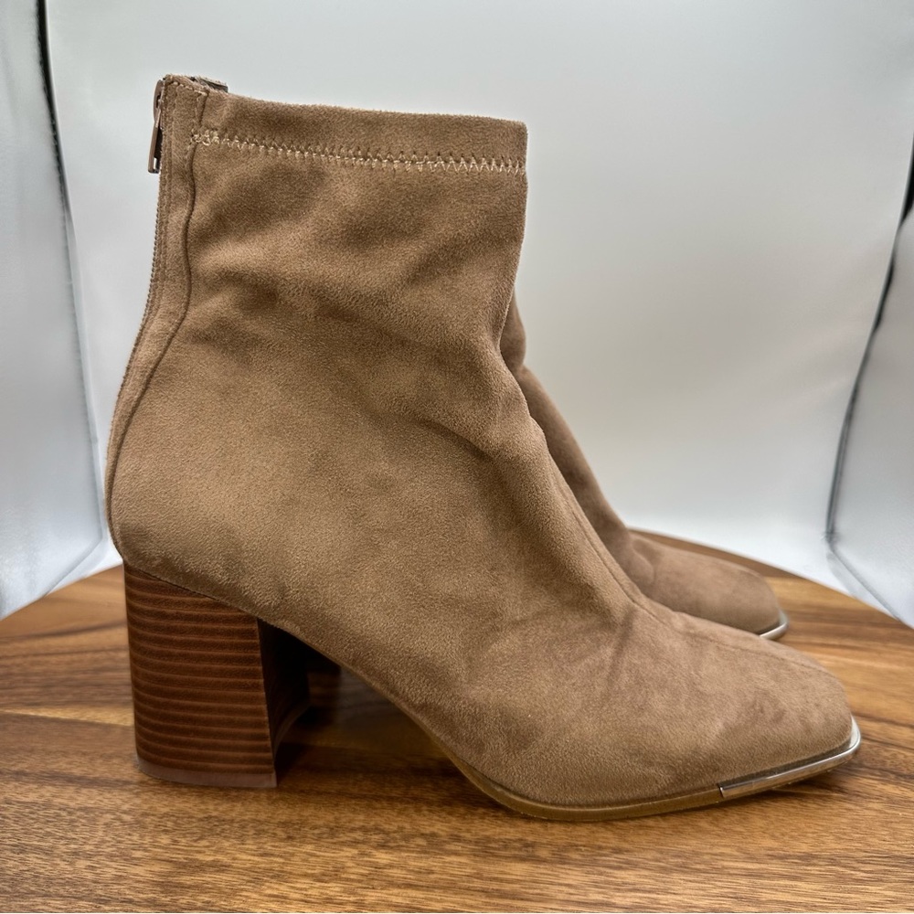 Steve Madden Nourish Faux Suede Square Toe Ankle Boots Block Heel Women's 9.5M
